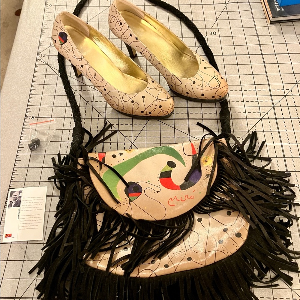 ICON Leather Joan Miro Artist Crossbody Bag and Pumps
